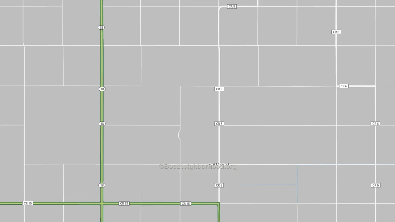 Veseleyville, ND Map of Noise Levels in Veseleyville