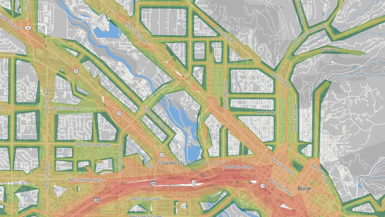 Veterans Park, Boise, ID Map of Noise Levels in Veterans Park