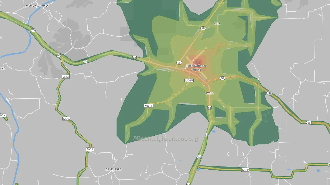 Vichy, MO Map of Noise Levels in Vichy