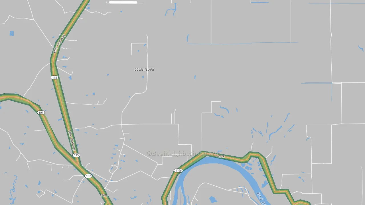 Vick, LA Map of Noise Levels in Vick