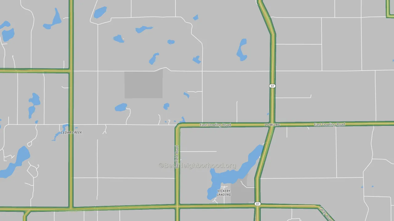 Vickery Landing, MI Map of Noise Levels in Vickery Landing