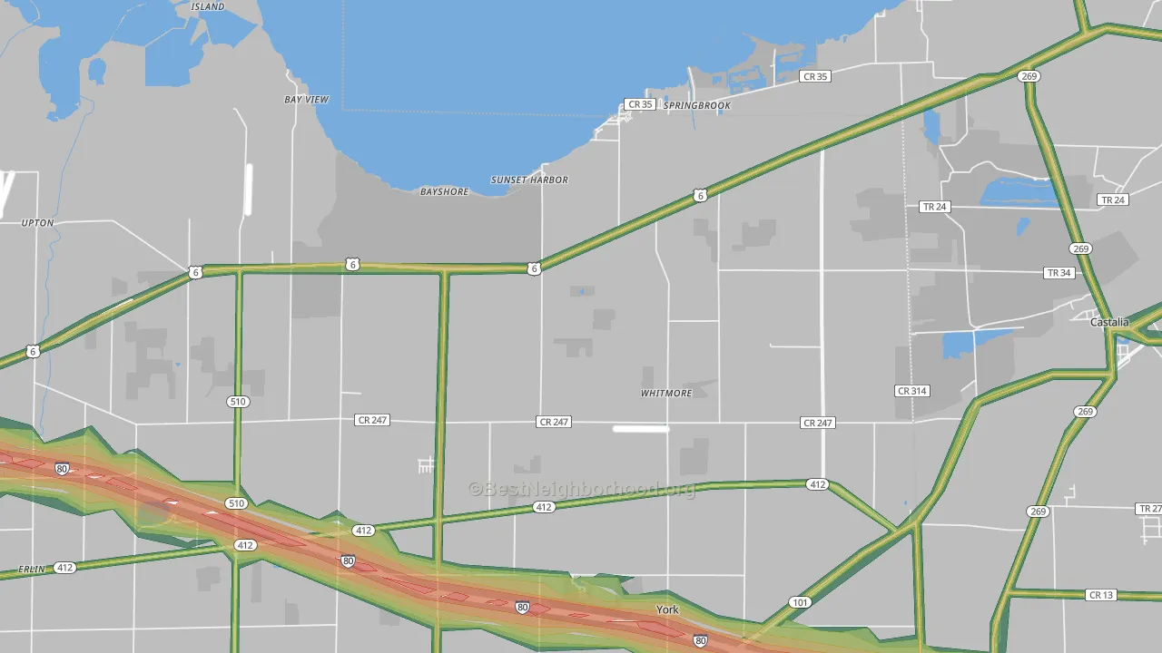 Vickery, OH Map of Noise Levels in Vickery