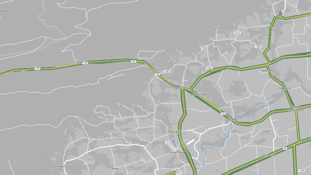 Vicksburg, PA Map of Noise Levels in Vicksburg