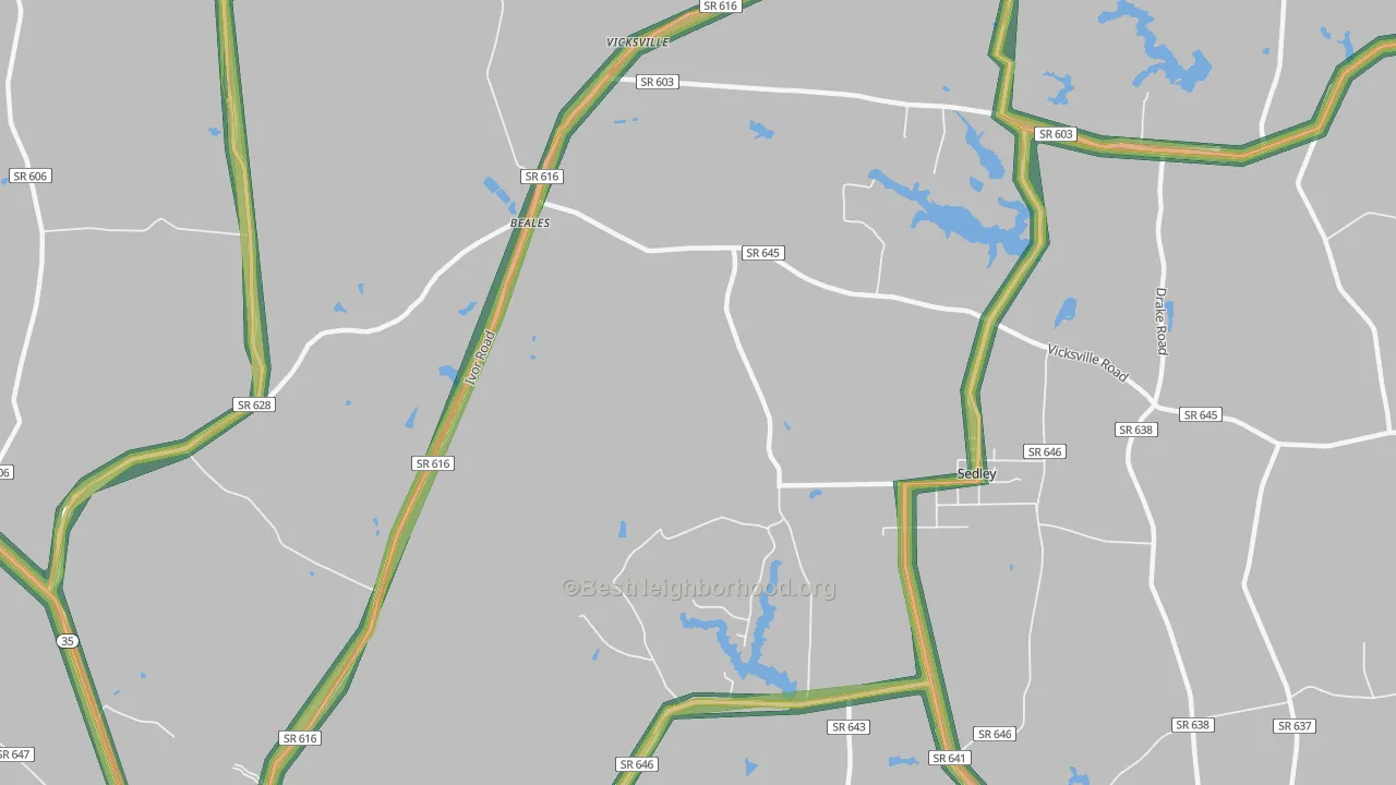Vicksville, VA Map of Noise Levels in Vicksville