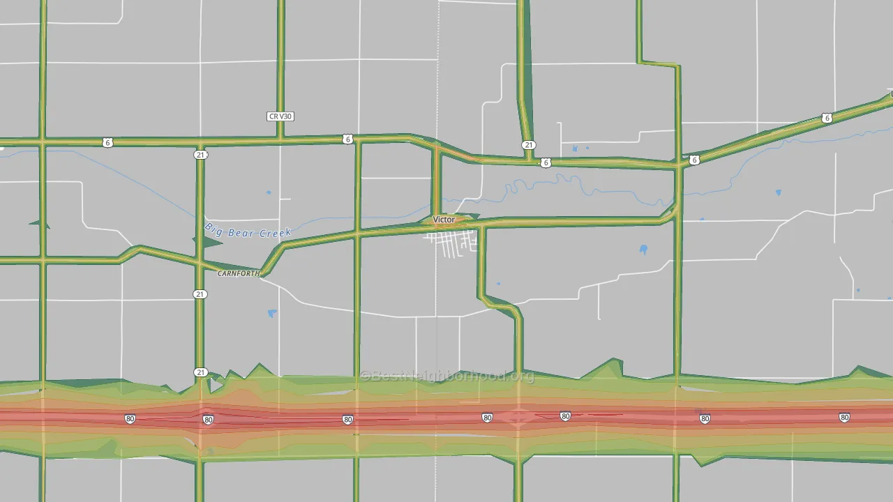 Victor, IA Map of Noise Levels in Victor