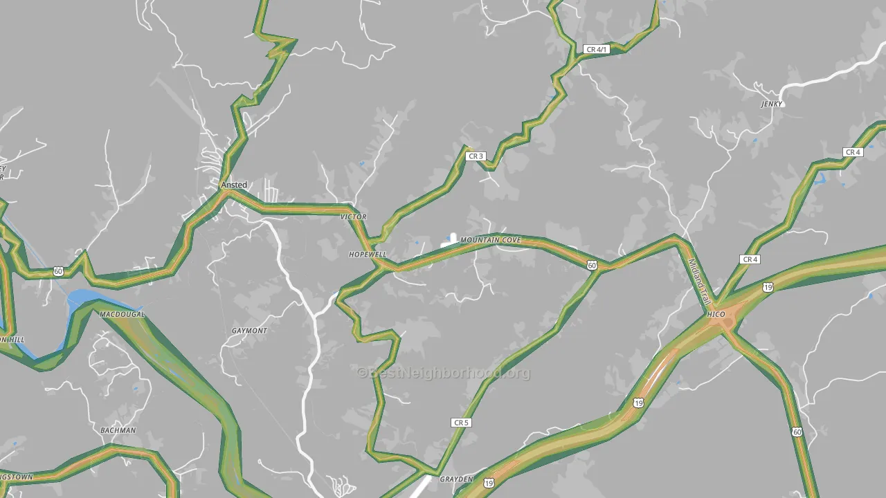 Victor, WV Map of Noise Levels in Victor