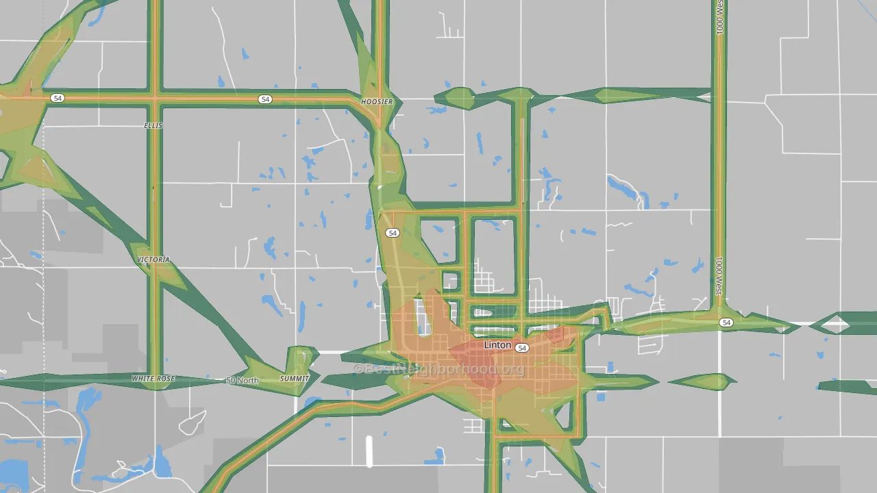 Victoria, IN Map of Noise Levels in Victoria