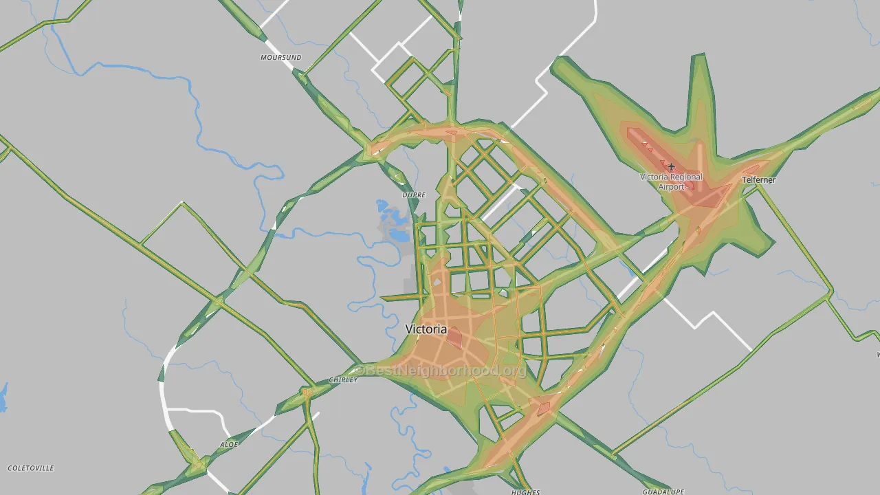 Victoria, TX Map of Noise Levels in Victoria