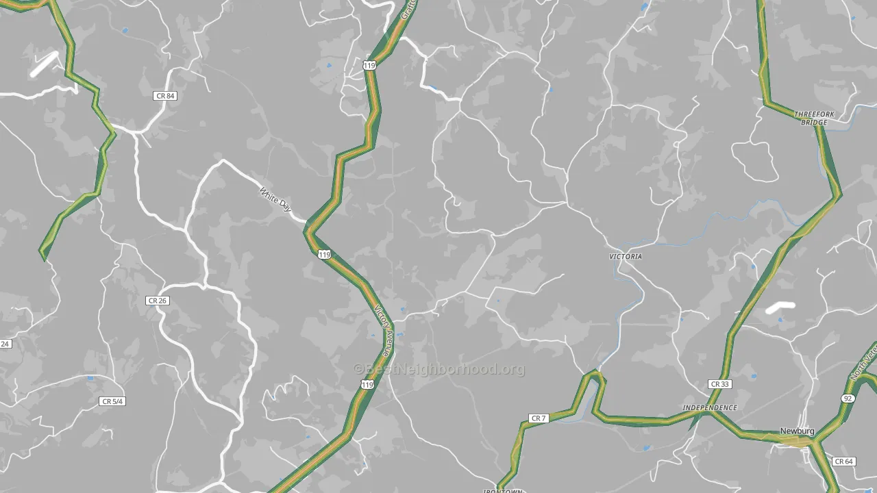 Victoria, WV Map of Noise Levels in Victoria