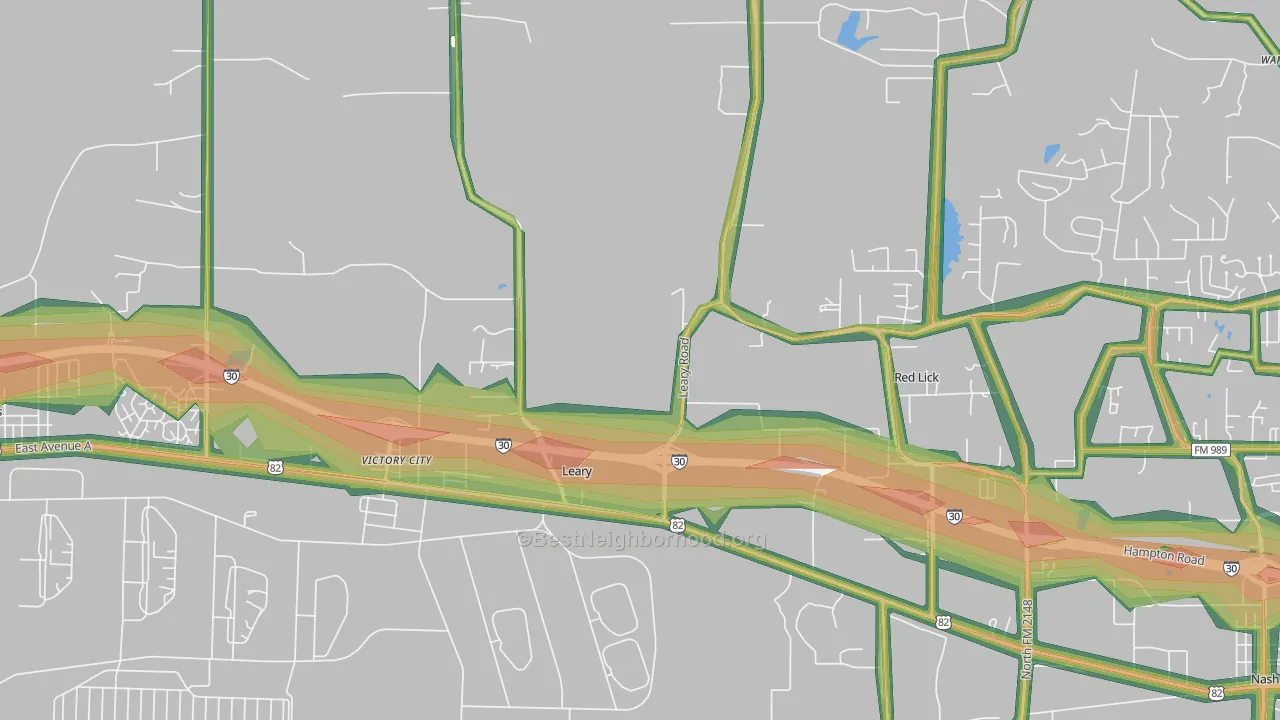 Victory City, TX Map of Noise Levels in Victory City