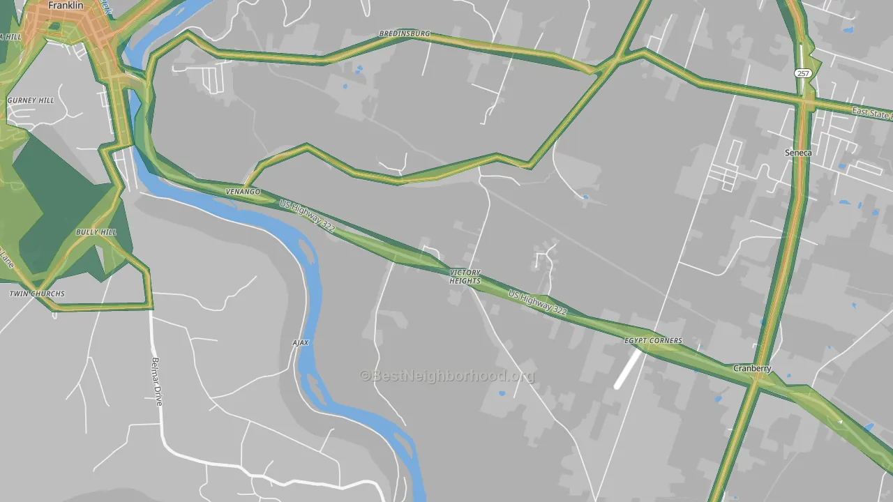 Victory Heights, PA Map of Noise Levels in Victory Heights