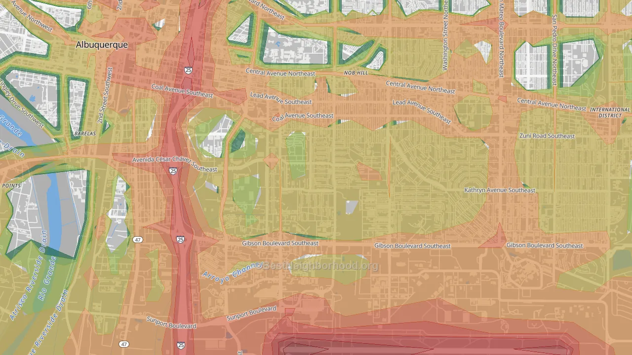 Victory Hills, Albuquerque, NM Map of Noise Levels in Victory Hills