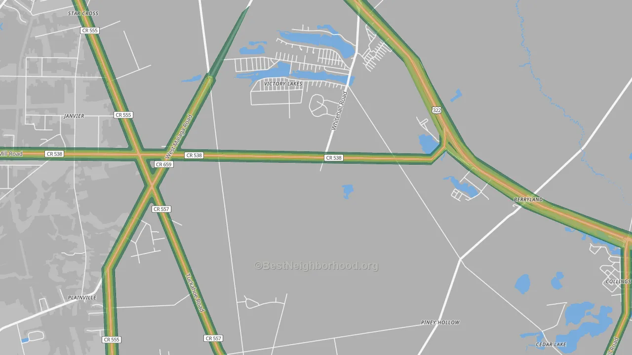Victory Lakes, NJ Map of Noise Levels in Victory Lakes
