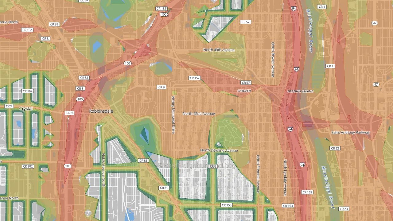 Victory, Minneapolis, MN Map of Noise Levels in Victory
