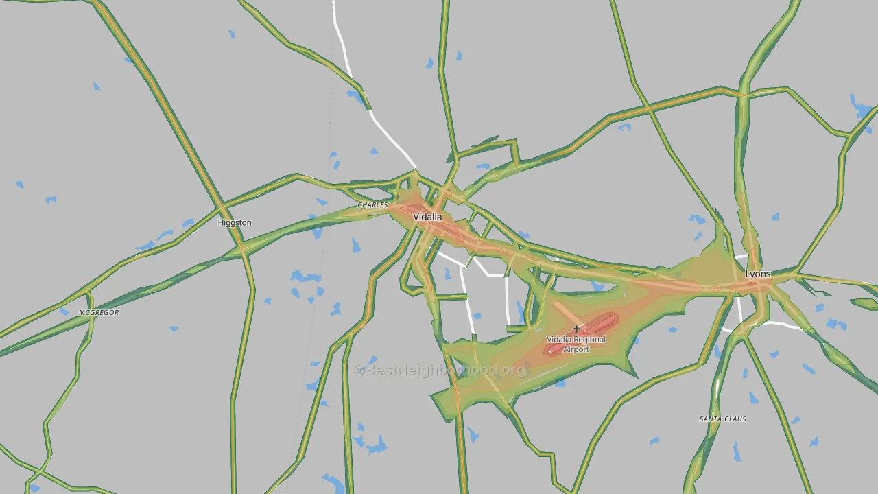 Vidalia, GA Map of Noise Levels in Vidalia