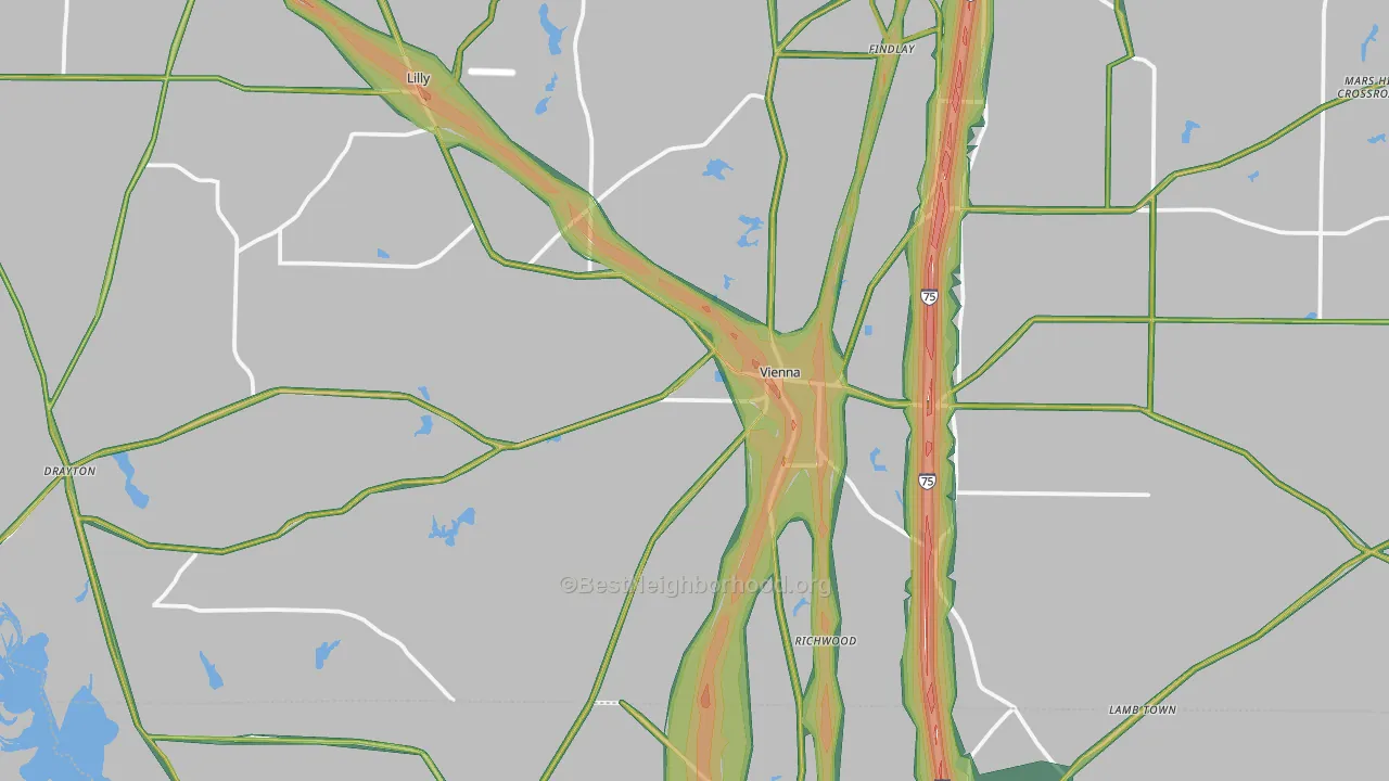 Vienna, GA Map of Noise Levels in Vienna