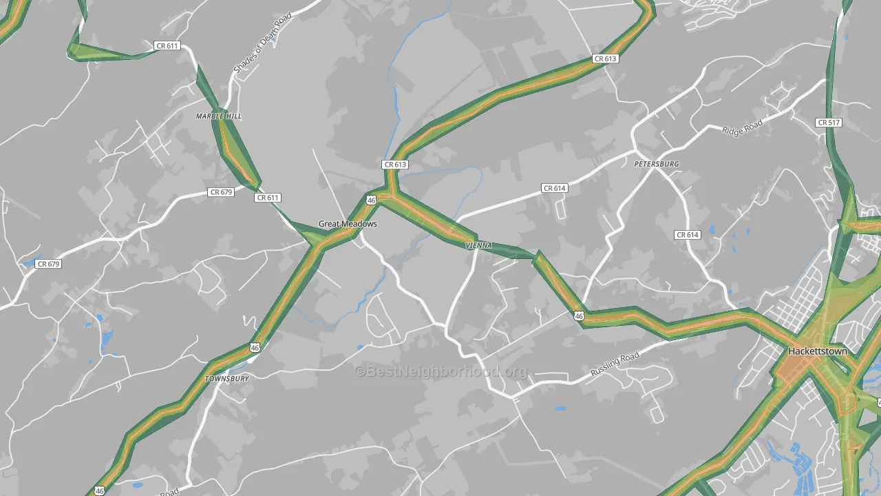 Vienna, NJ Map of Noise Levels in Vienna
