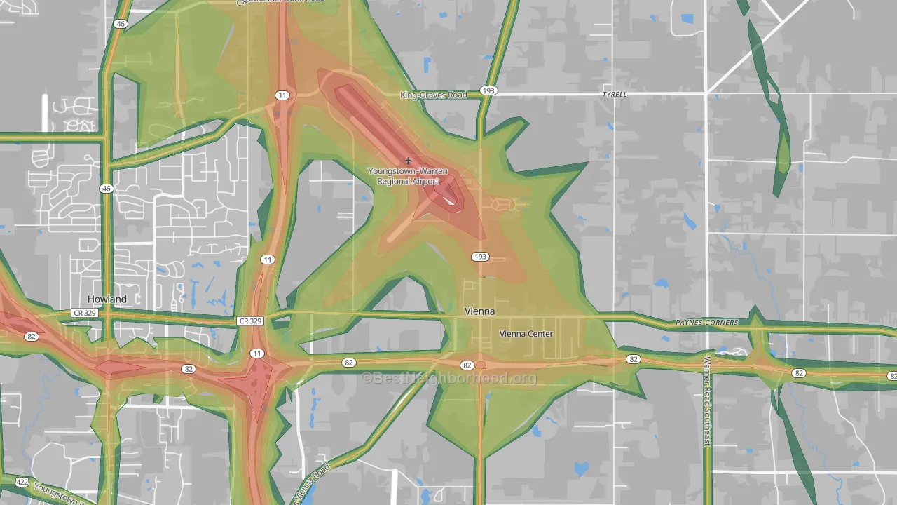 Vienna, OH Map of Noise Levels in Vienna