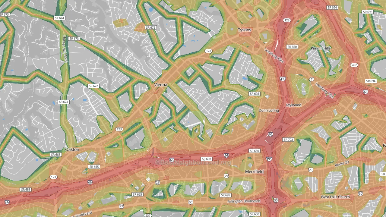Vienna, VA Map of Noise Levels in Vienna