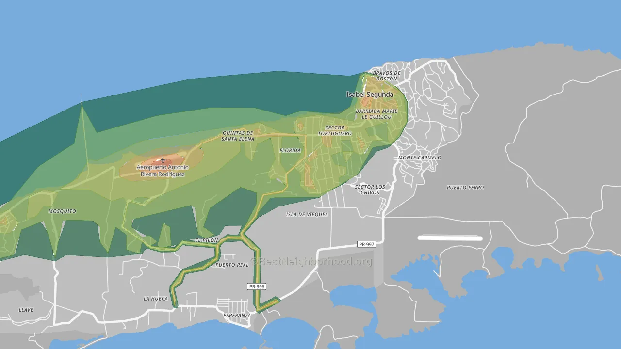 Vieques, PR Map of Noise Levels in Vieques
