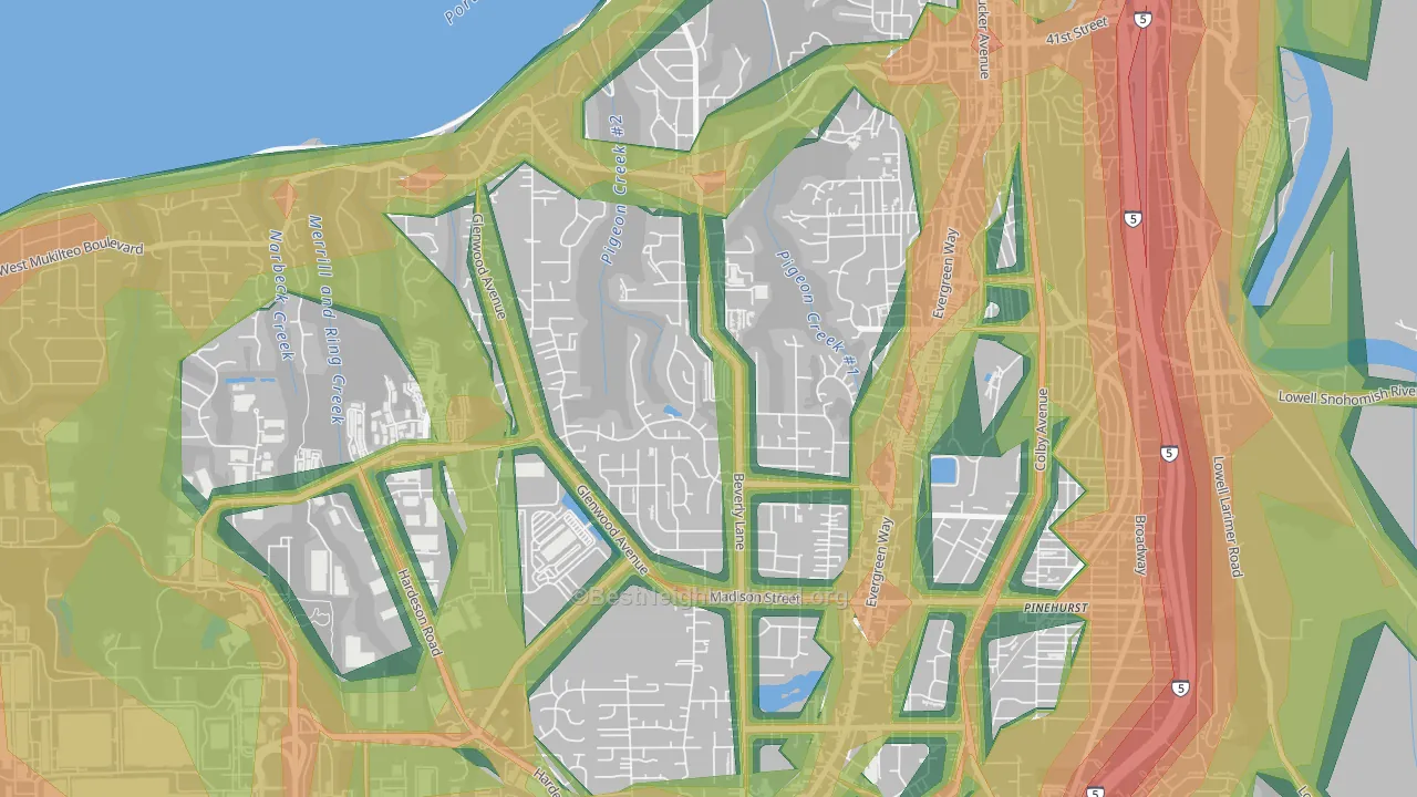 View Ridge-Madison, Everett, WA Map of Noise Levels in View Ridge-Madison