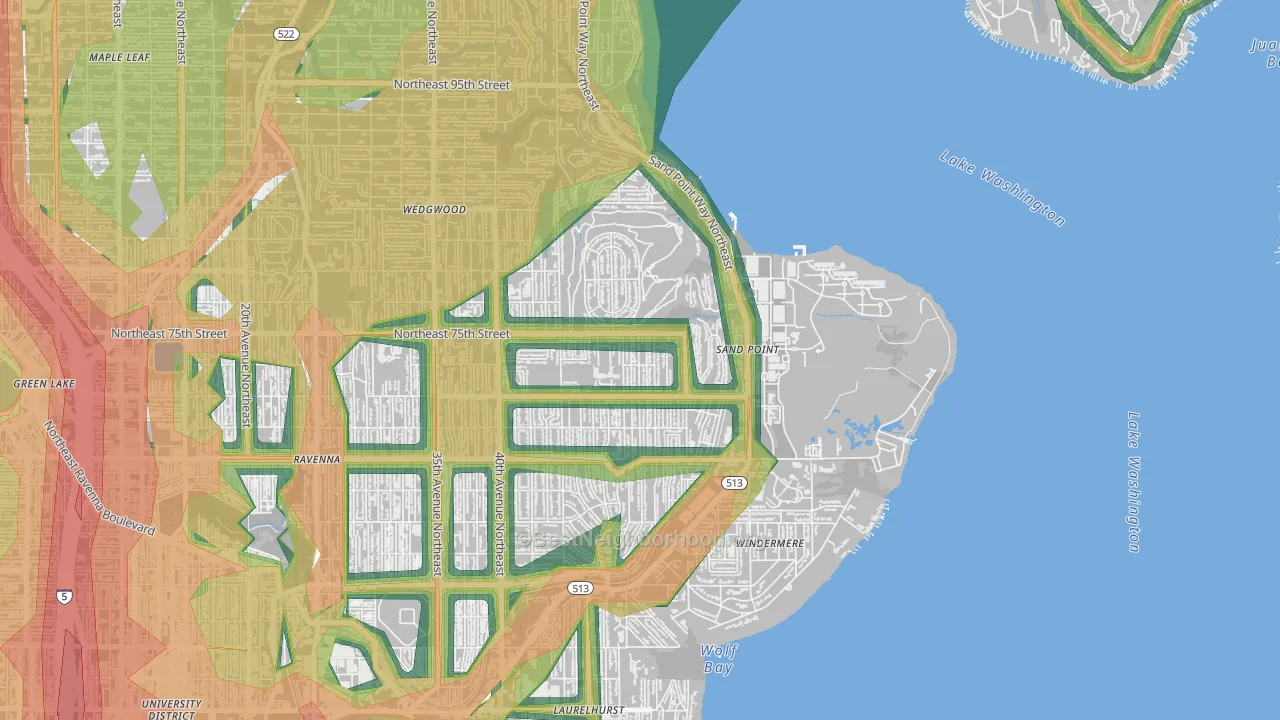 View Ridge, Seattle, WA Map of Noise Levels in View Ridge