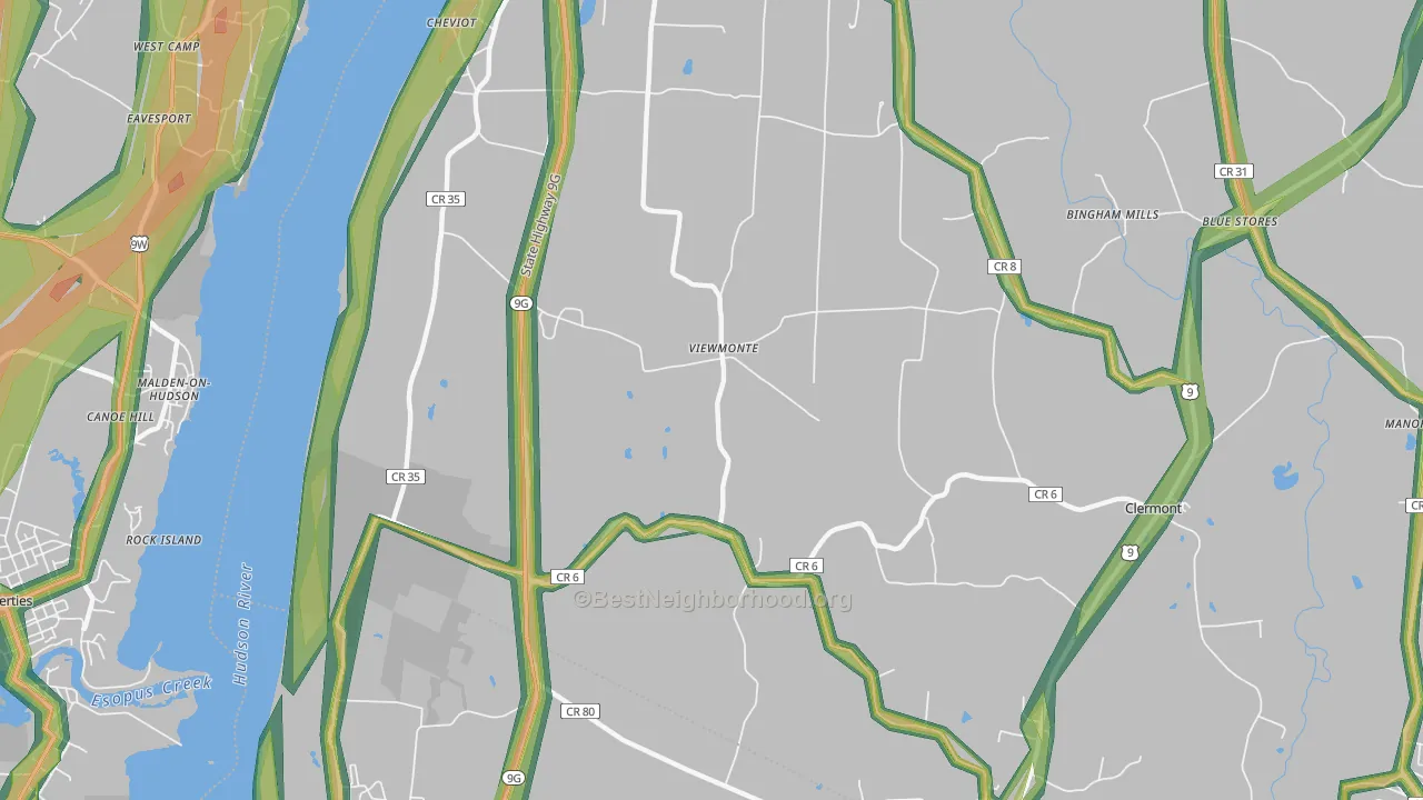 Viewmonte, NY Map of Noise Levels in Viewmonte