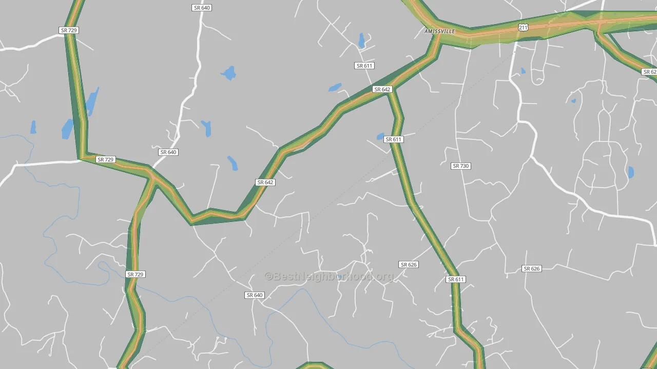 Viewtown, VA Map of Noise Levels in Viewtown