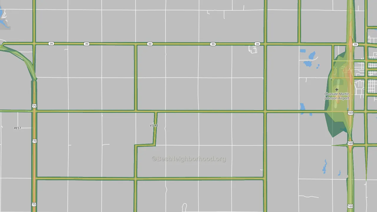 Vilas, KS Map of Noise Levels in Vilas