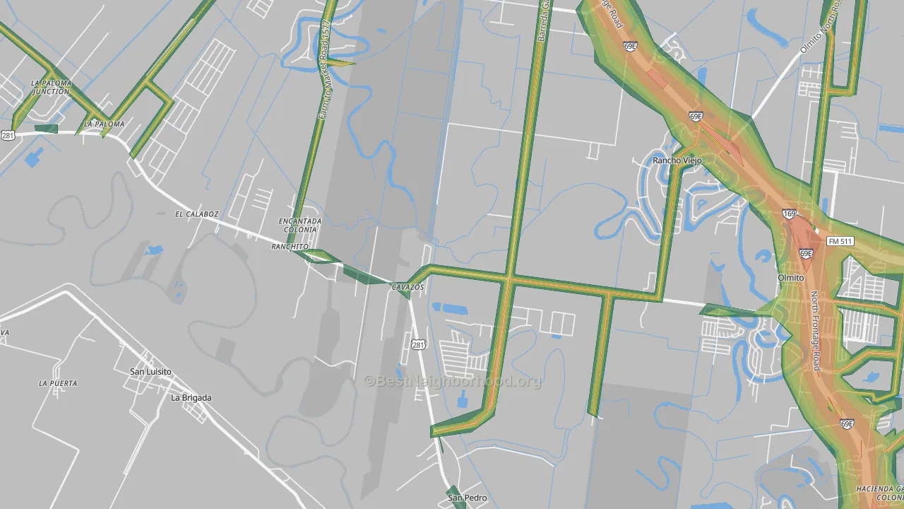 Villa Cavazos, TX Map of Noise Levels in Villa Cavazos