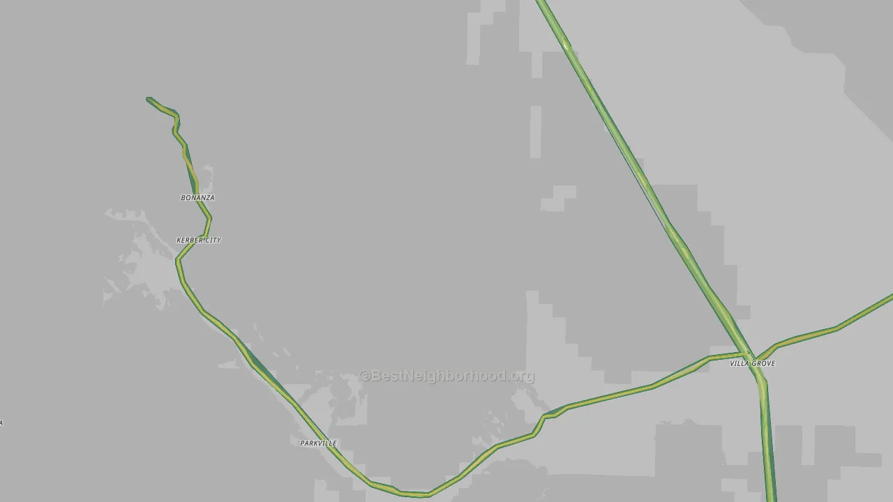 Villa Grove, CO Map of Noise Levels in Villa Grove