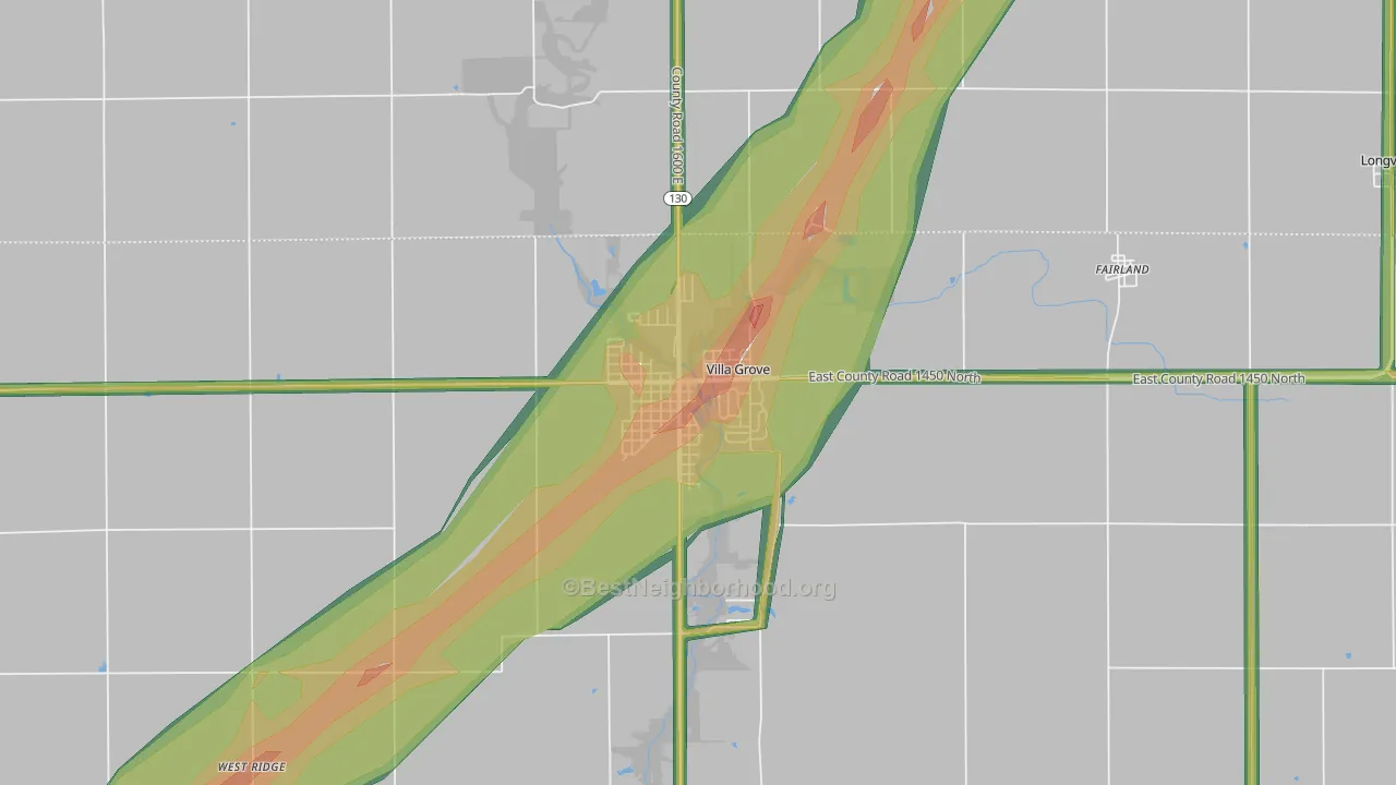 Villa Grove, IL Map of Noise Levels in Villa Grove