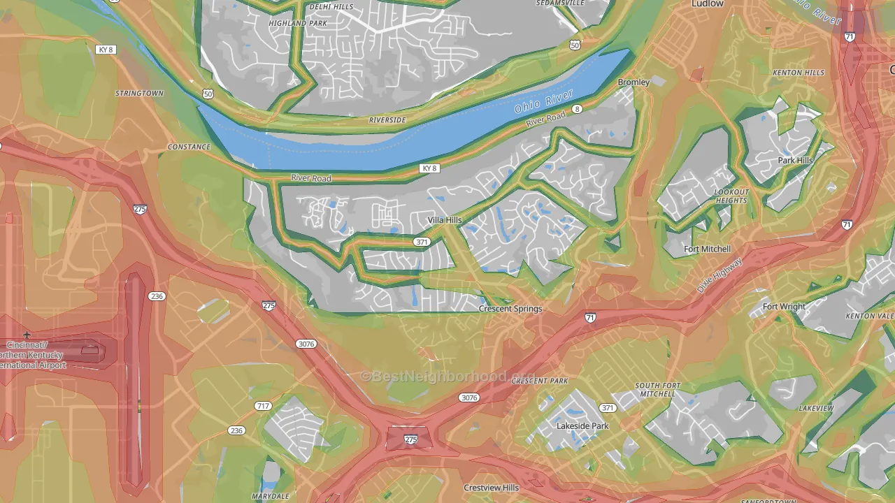 Villa Hills, KY Map of Noise Levels in Villa Hills