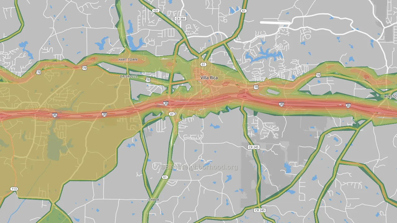 Villa Rica, GA Map of Noise Levels in Villa Rica