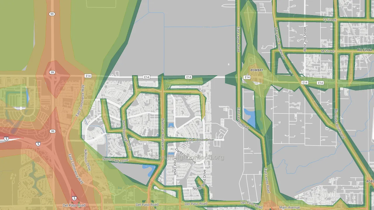Village 11, Sacramento, CA Map of Noise Levels in Village 11
