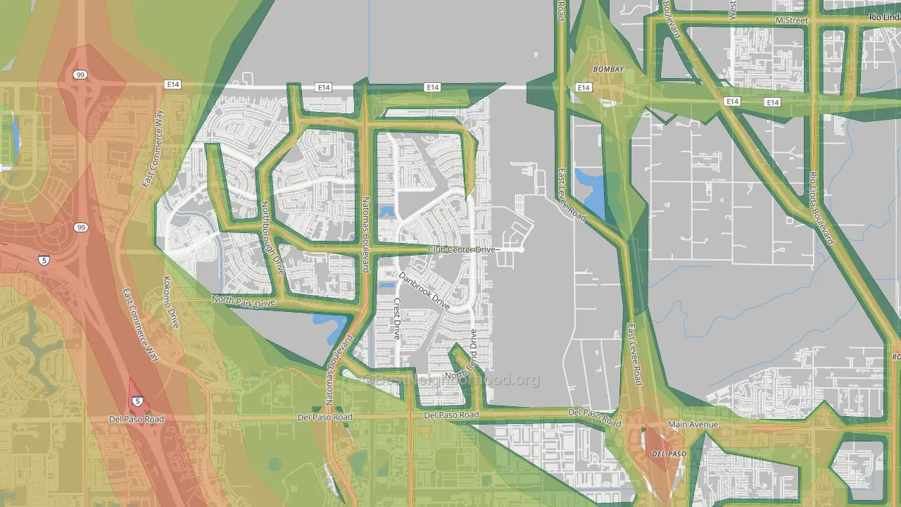 Village 12, Sacramento, CA Map of Noise Levels in Village 12