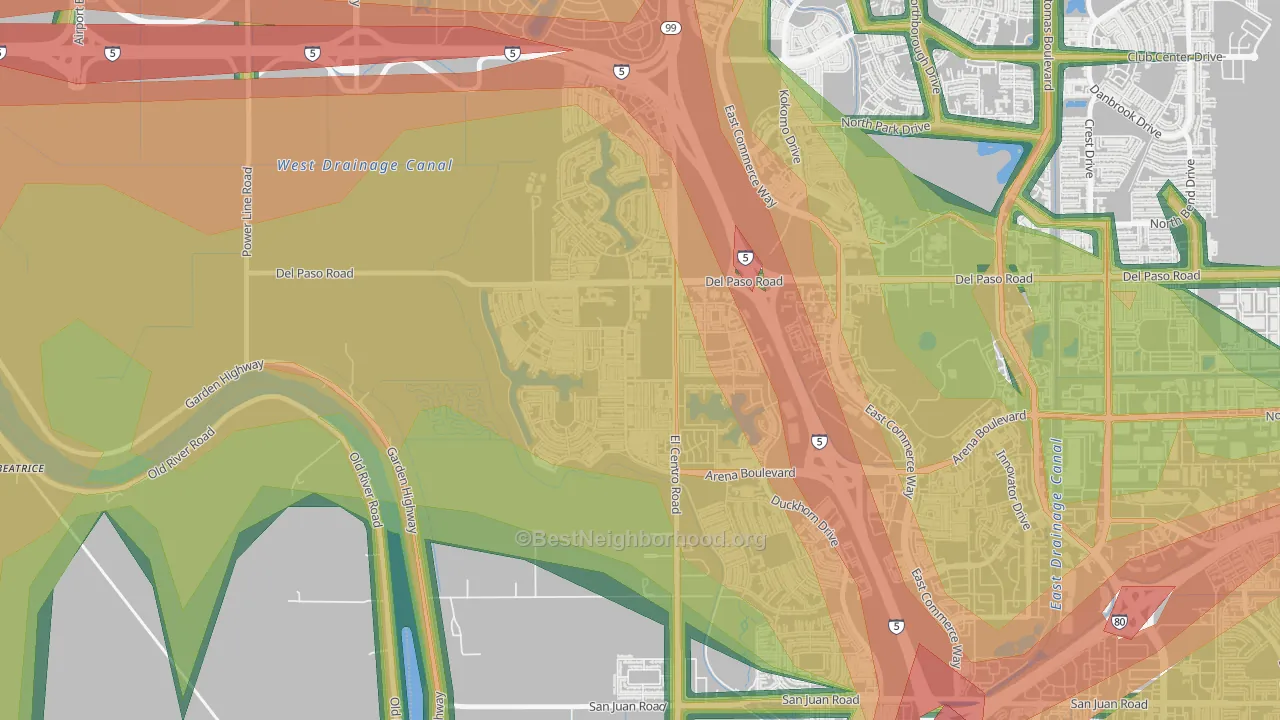 Village 2, Sacramento, CA Map of Noise Levels in Village 2