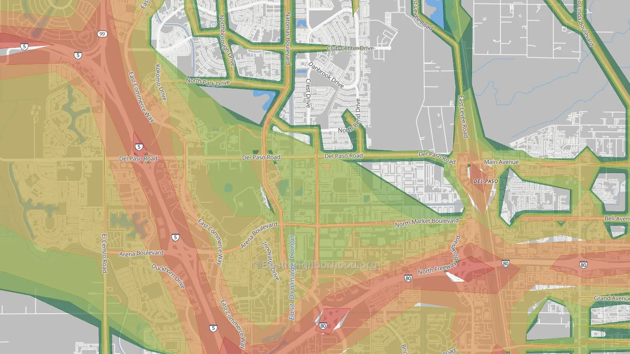 Village 5, Sacramento, CA Map of Noise Levels in Village 5