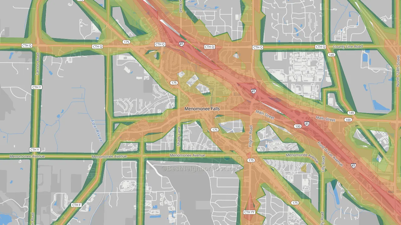 Village Centre, Menomonee Falls, WI Map of Noise Levels in Village Centre