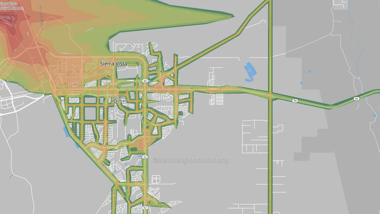 Village Meadows, AZ Map of Noise Levels in Village Meadows
