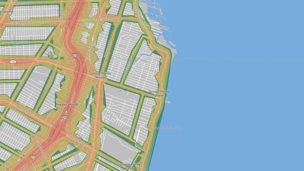 Village of Grosse Pointe Shores, MI Map of Noise Levels in Village of Grosse Pointe Shores