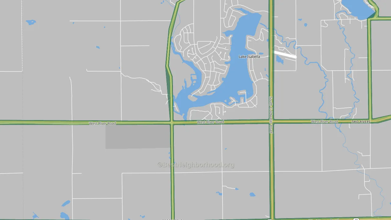 Village of Lake Isabella, MI Map of Noise Levels in Village of Lake Isabella