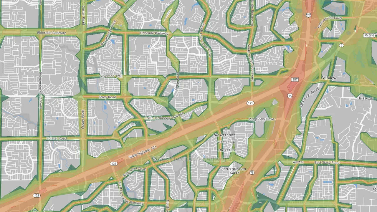 Village Park, McKinney, TX Map of Noise Levels in Village Park