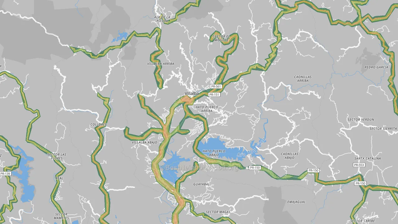 Villalba, PR Map of Noise Levels in Villalba
