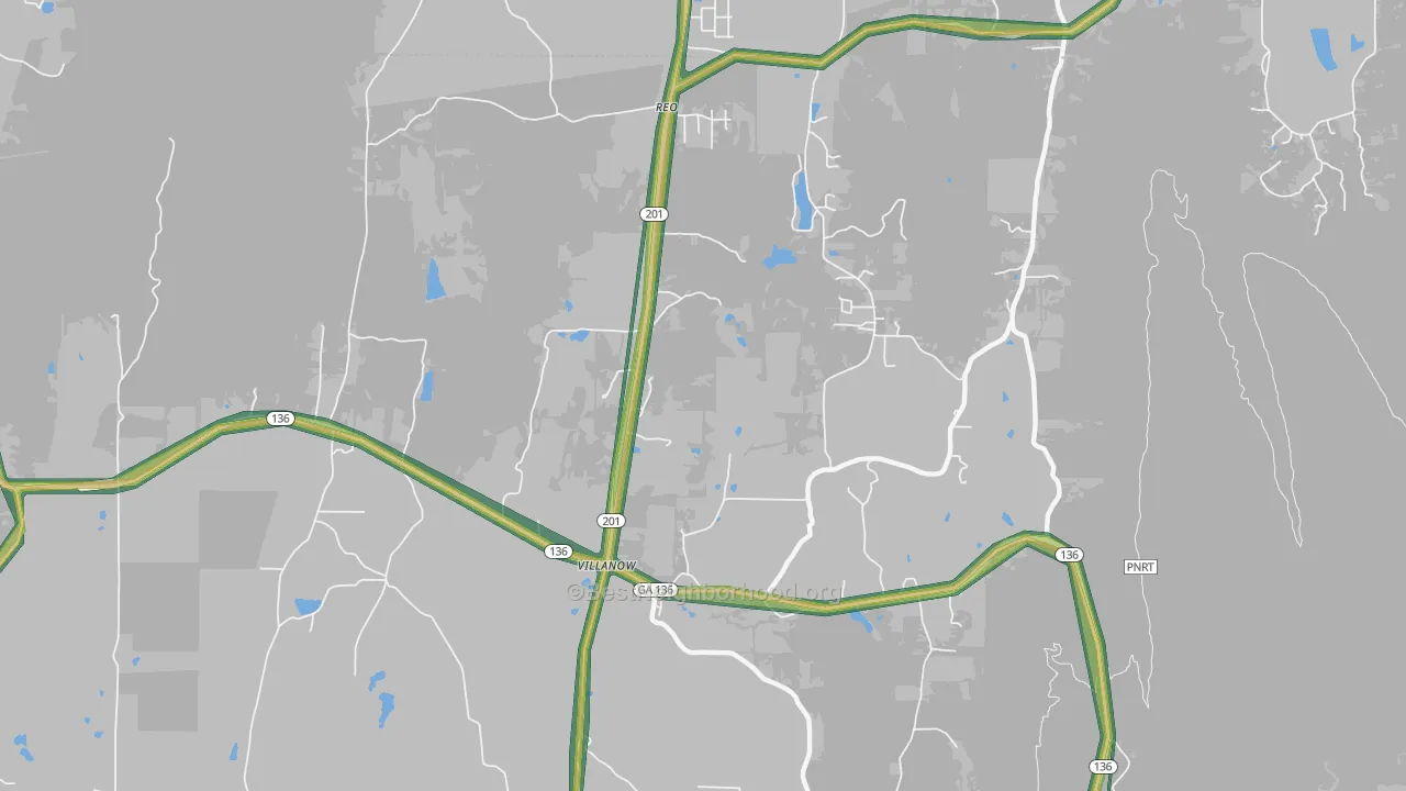 Villanow, GA Map of Noise Levels in Villanow