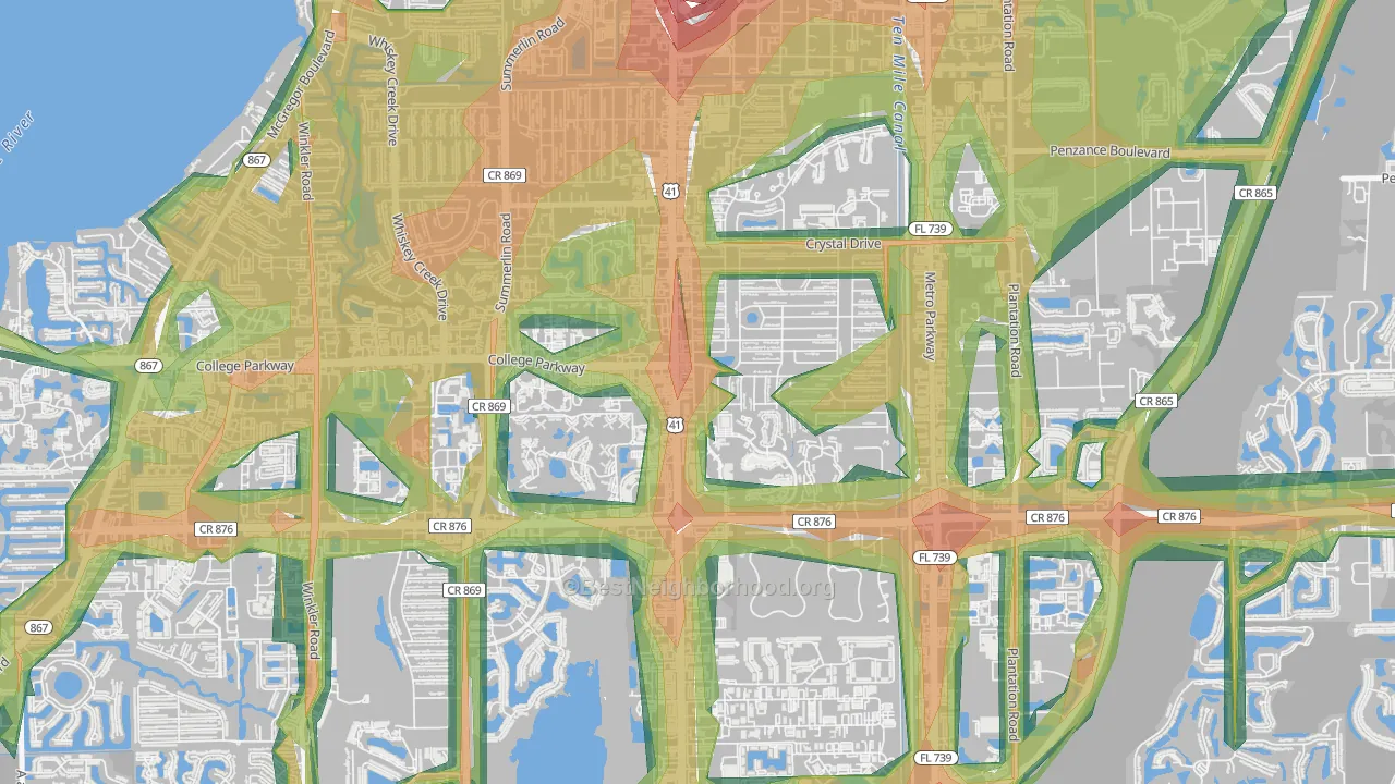 Villas, FL Map of Noise Levels in Villas