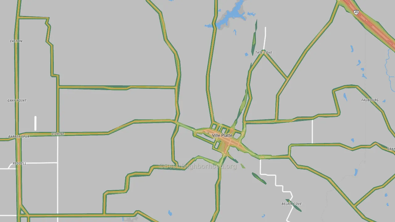 Ville Platte, LA Map of Noise Levels in Ville Platte
