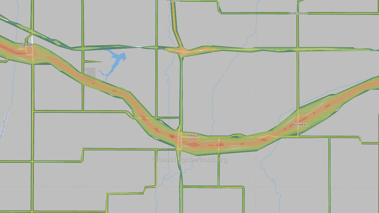 Villisca, IA Map of Noise Levels in Villisca