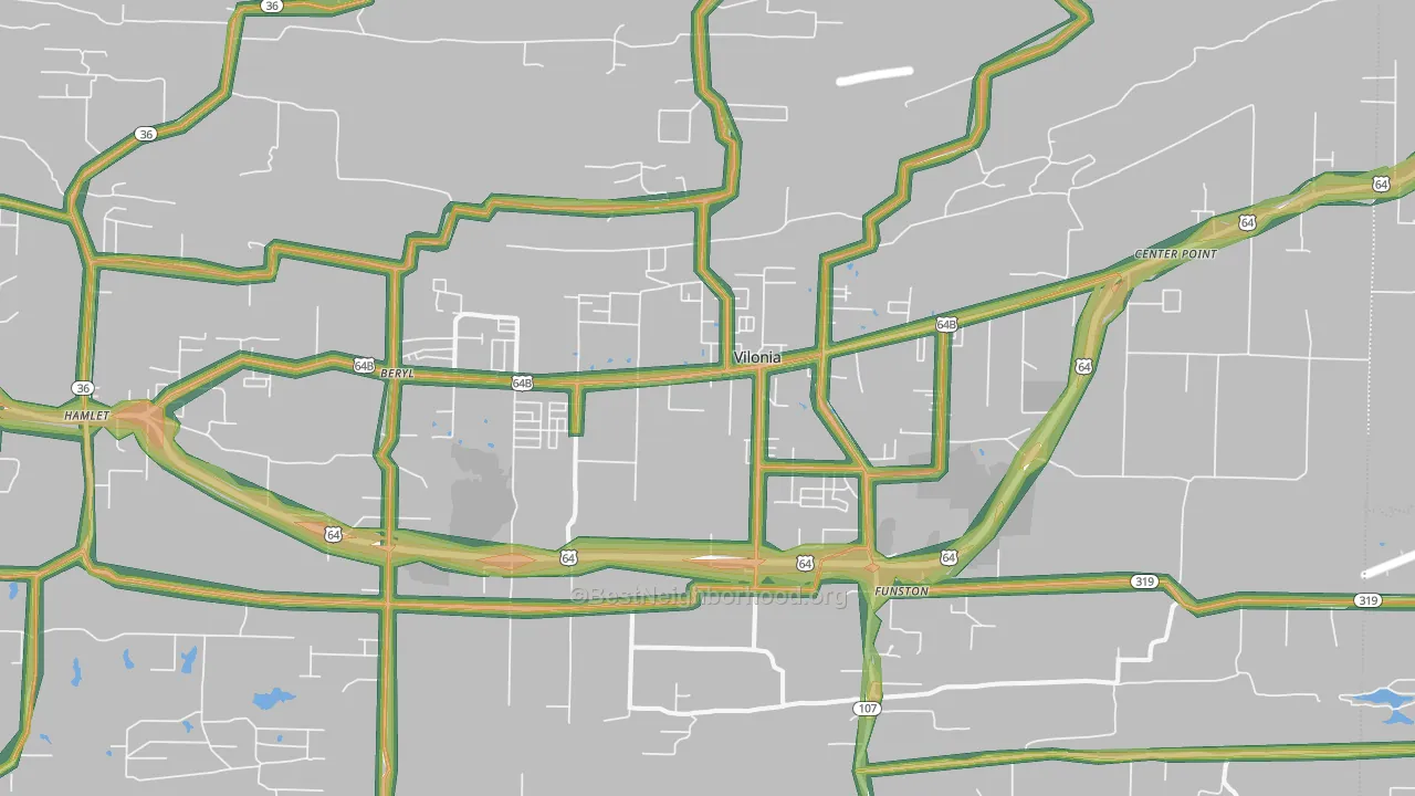 Vilonia, AR Map of Noise Levels in Vilonia