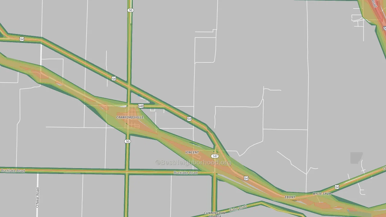 Vincent, AR Map of Noise Levels in Vincent